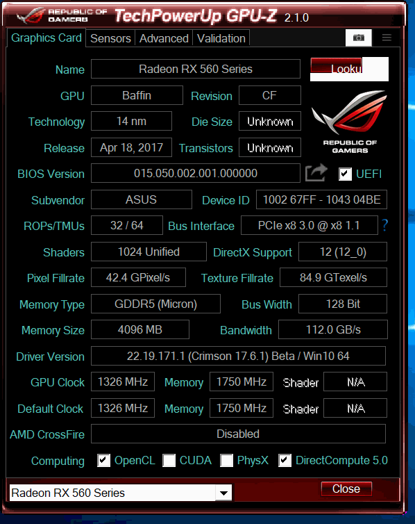 gpu z rog